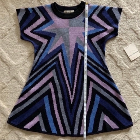 Mara Hoffman Sunburst Compass Knit Swing Short Sleeve Sweater Dress Denim Sz M - Picture 5 of 9